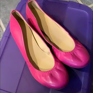 JCrew pink leather flats